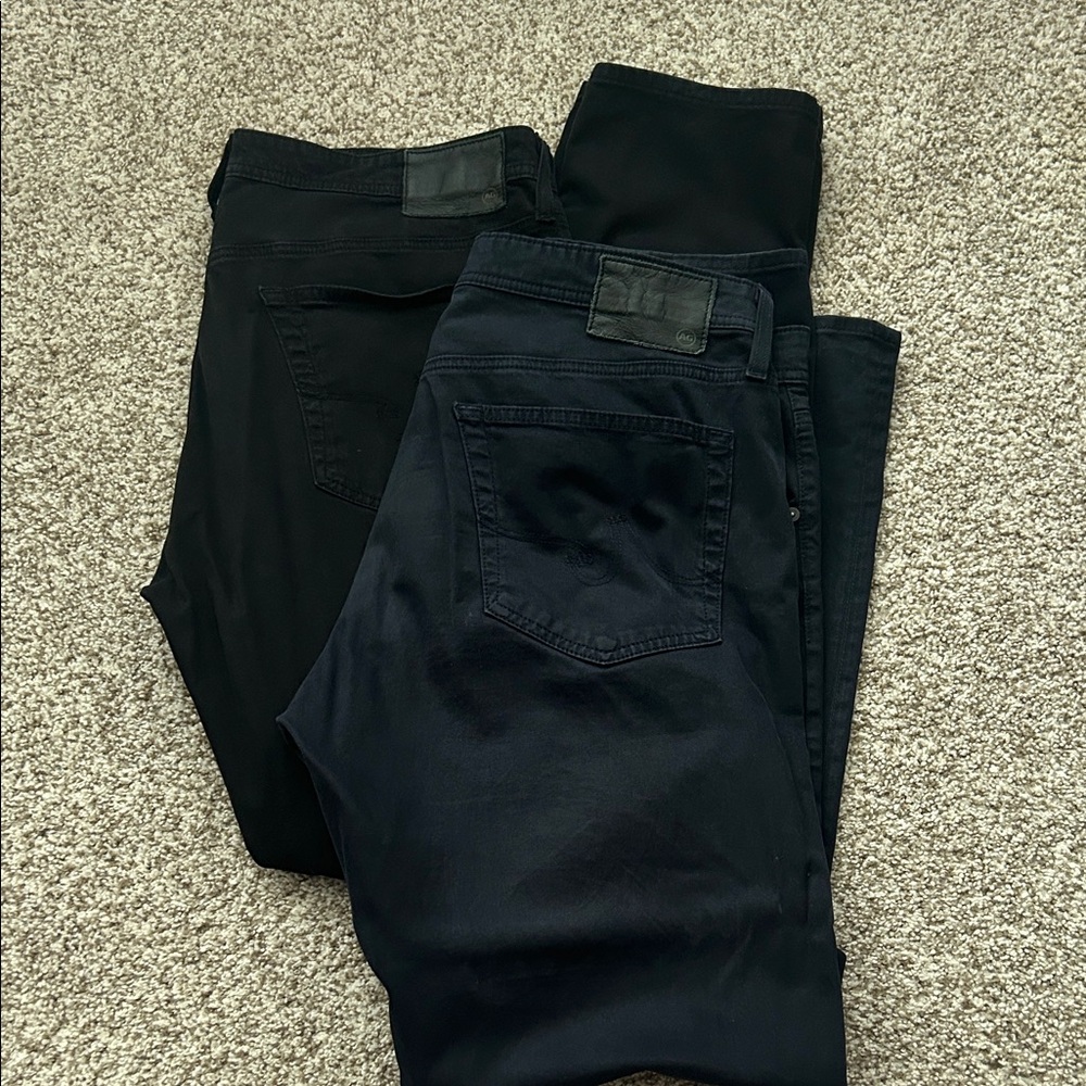 AG Adriano Goldschmied Men's Black and Dark Blue Pants